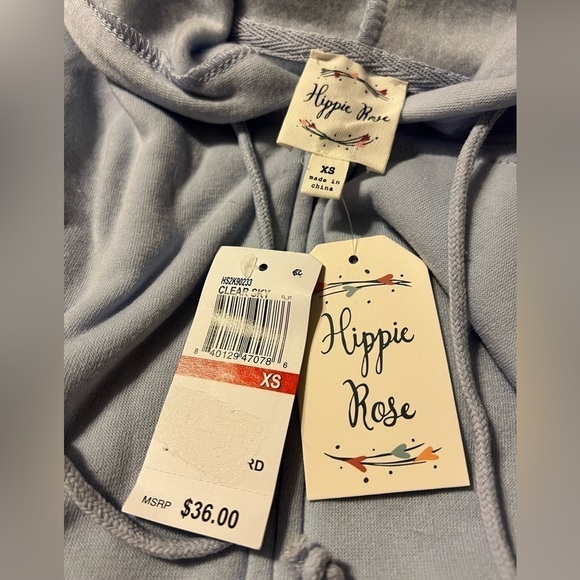 Hippie Rose zip front hoodie, Junior size XS - Picture 5 of 6